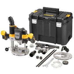 Masina de frezat verticala (router) pe acumulator DeWALT DCW620NT, 18V XR, motor fara perii, 1/2 inch, adancime frezare 70 mm, 23000 RPM, diametru maxim taiere 63 mm, sistem Constant Speed Control, cutie TSTAK, accesorii, fara incarcator/acumulator