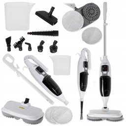 Mop rotativ Adler AD 7052, 3 puteri abur, 550ml, accesorii incluse, 5m cablu, Alb
