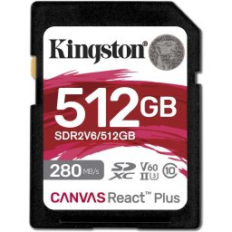 Card de memorie Kingston Canvas React Plus SD, 512 GB, SDXC, Class 10