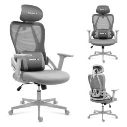Scaun gaming Huzaro Combat 2.7, cotiere 3D reglabile, suport lombar, Gri