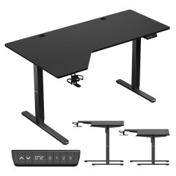 Birou reglabil electric pe inaltime Huzaro Hero 9.1, blat 1450x850 mm, cu functii de memorie, Negru