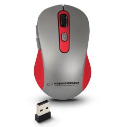 Mouse optic Esperanza EM131R, Wireless, 1600 DPI, USB, Rosu / Gri