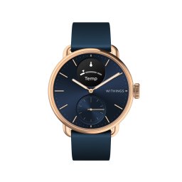 Ceas inteligent Bluetooth Withings ScanWatch 2, 38mm (Activitate, Monitorizare somn, ECG, Temperatura, SPO2 / Otel inoxidabil, bratara FKM, sticla safir)- Albastru