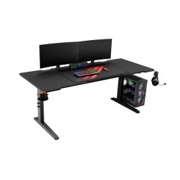 Birou gaming Genesis Holm Modular 180, material lemn/metal, reglabil pe inaltime 70 - 90 cm, iluminare RGB, management cabluri, negru