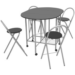 Gossi set masa si scaune de bucatarie pliante mdf, negru, 5 piese