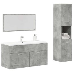 Gossi set mobilier de baie, 3 piese, gri beton, lemn compozit