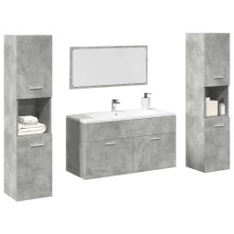 Gossi set mobilier de baie, 4 piese, gri beton, lemn compozit