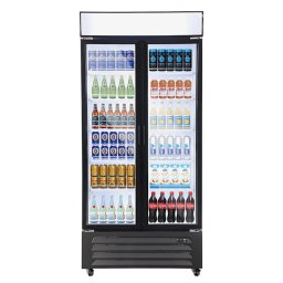 Vitrina frigorifica profesionala cu 2 usi STARCREST SPS-2D590DC, 590 L, Caseta luminoasa, Display Temperatura, Panou comanda Digital, Iluminare LED, Roti, H 195 cm