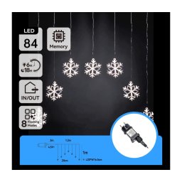 Aigostar - Ghirlandă de Crăciun LED pentru exterior, 84xLED/8 funcții, 1,2x1m, IP44, alb rece, cu fulgi de zăpadă