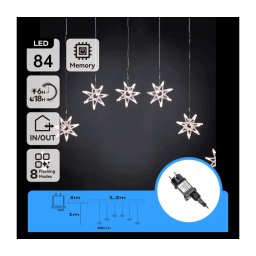 Aigostar - Ghirlandă LED de exterior pentru Crăciun 84xLED/230V 1,2x1m IP44 alb rece, fulgi de zăpadă