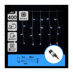 Aigostar - LED ghirlandă de Crăciun pentru exterior 400xLED/6W/230V/8 funcții 20x0,4m IP44 alb rece