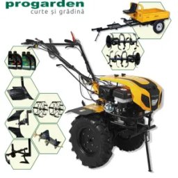 ProGARDEN Pachet Campo 1844 Motocultor 18CP + Remorca RM500C + Plug bilonat + Plug reversibil + Prasitoare + Adaptor + 2 Roti metalice 540x170 + 4L Ulei