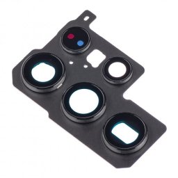 Piese si componente Geam Camera Spate Samsung Galaxy S22 Ultra 5G S908, cu Rama, Negru