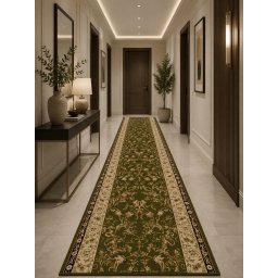 Traversa Lotos 523-310, Inaltime Fir 8 mm, Latime 0.8m, Marime 80 x 200 cm, Verde, Festonata Surfilata Tivita, Antialergica, Polipropilena, Living, Dormitor, Coridor, Hol