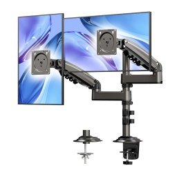 Suport Dublu pentru Monitoare - Brat Articulat cu Prindere pe Birou, Compatibil VESA 13, -27, , Reglabil pe Inaltime, Pivotare 360 , Capacitate 8 kg Monitor - Resigilat