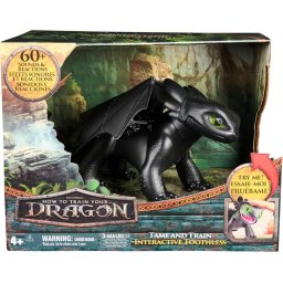 Dreamworks Dragons World of Berk - Toothless Tame and Train Interactive Dragon (Jucărie interactivă din „How to Train Your Dragon”), Sunet, Lumini, Mișcări, Multicolor, 4 ani+