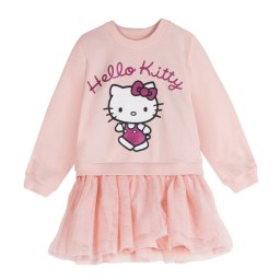 Rochie bumbac cu maneca lunga si fusta din tulle , Hello Kitty