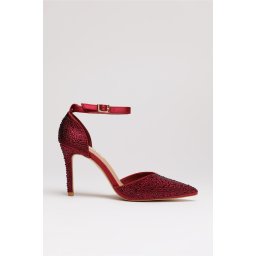 Pantofi eleganti bordo cu aplicatii stralucitoare