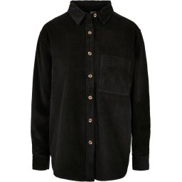 Doamnelor Corduroy Oversized Shirt Negru