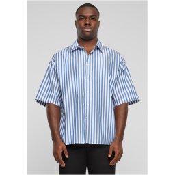 Men's short-sleeved shirt Striped Summer white/blue