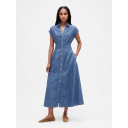 GAP Denim Midi Dress with Pockets - Ladies
