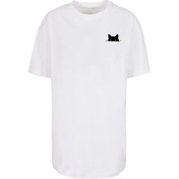 Merchcode Tricou supradimensional 'Halloween - Cat' negru / alb