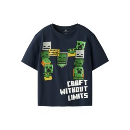 NAME IT Tricou 'NKMNels Minecraft' bleumarin / verde / alb