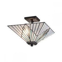 Plafoniera/Pendul Alderley Tiffany TF-ALDERLEY-F-P, 2xE27, L38 cm, H25,5-116.7 cm, vintage bronz