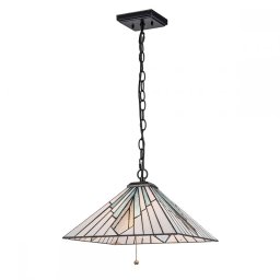 Pendul Alderley Tiffany TF-ALDERLEY-P, 1xE27, L38 cm, H32,8-182,8 cm, vintage bronz