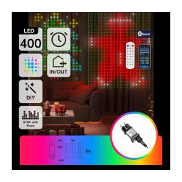 Aigostar - LED RGBY Ghirlandă decorativă 400xLED/15W/230V 1x1m IP44 + telecomandă