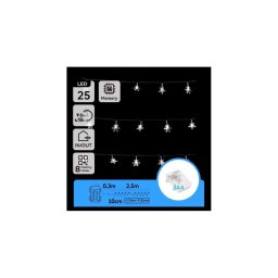 Aigostar - LED ghirlandă de Crăciun pentru exterior 25xLED/8 funcții 3xAA 2,5m IP44 alb rece