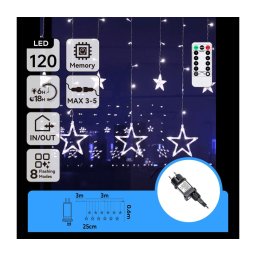 Aigostar - Ghirlandă LED de Crăciun pentru exterior 120xLED/6W/230V/8 funcții 3x0,6m IP44 alb rece+telecomandă