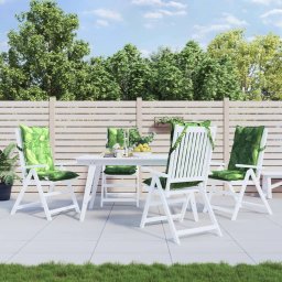 Perne de scaun spatar înalt, 4 buc, model frunze, textil Oxford GartenMobel Dekor