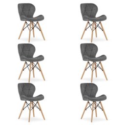 Set 6 scaune bucatarie/living, Artool, Lago Velvet, catifea, lemn, gri, 48x52.5x74 cm GartenVIP DiyLine