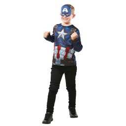 Costum Rubies Captain America Costume, Bluza si masca, Varsta 3-6 ani, Baieti
