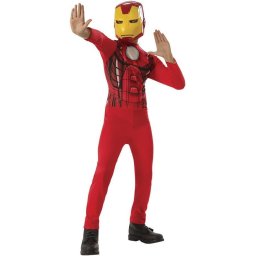 Costum de carnaval Rubies Iron Man Deluxe, Rosu, cu masca
