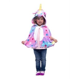 Jucarie Rubies Unicorn Cape with Hood and Light-Up Collar Pet Costume, multicolor, cu gluga, cu lumini