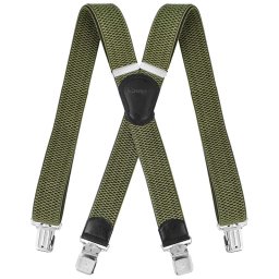 Bretele pentru pantaloni, verde măslinie, 4x cataramă