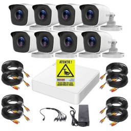 Sistem supraveghere Hilook, 8 camere 2MP Infrarosu 20m, DVR 8 canale 2MP, Accesorii montaj, Autocolant Rovision