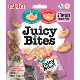 INABA Cat Juicy Bites - creveți și fructe de mare 3 x 11,3 g