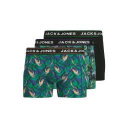 JACK & JONES Boxeri 'JACTROPICAL BIRD' albastru închis / verde / negru / alb