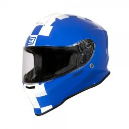 Casca moto Origine Dinamo Contest, culoare alb albastru lucios, marime M