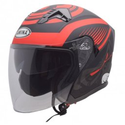 Casca moto semi-integrala Jk528, culoare rosu negru mat, marime L