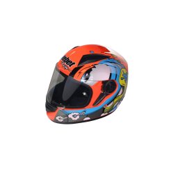 Casca moto integrala adulti, Safebet HF-111K, culoare portocaliu albastru, marime L