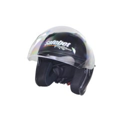 Casca moto semi-integrala cu ochelari adulti, Safebet HF-227, culoare negru mat, marime 2XL
