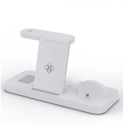 MXM Încărcător multiplu pentru telefoane B21 – alb, 6-în-1 wireless pentru Samsung, Huawei și iPhone