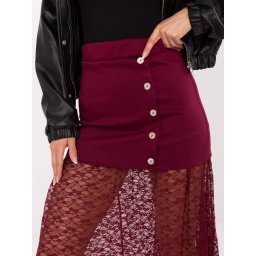 Fustă vișinie cu model de dantelă