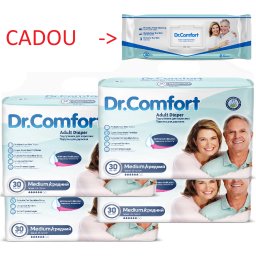Pachet 4 x Scutece Dr. Comfort M (4x30 buc) + 1 x Șervețele Umede XXL 50 buc – Protecție Incontinență Adulți
