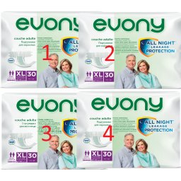 4 x Evony scutece adulti extra large nr. 4 - 120buc