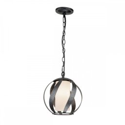 Pendul Blacksmith QN-BLACKSMITH-P-OBK, 1x60W E27, IP44, H:min 39,1 cm - max 287,3 cm, D:25,4 cm, metal negru antichizat, sticla opal